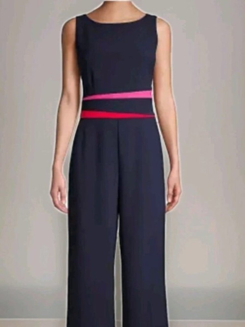 Vince Camuto Navy and Pink Colorblock Jumpsuit